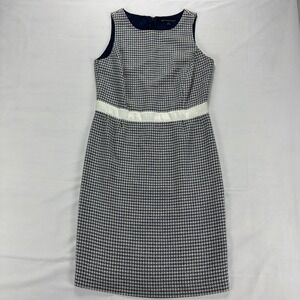 Brooks Brothers 346 Sheath Dress‎ Blue White Textured Tweed Sleeveless Size 6